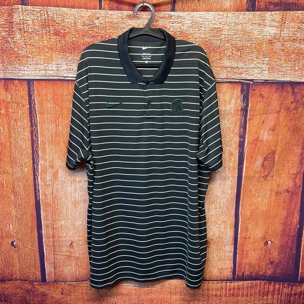 Nike Michigan State Spartans Dri-FIT Striped Performance Polo Shirt XXL